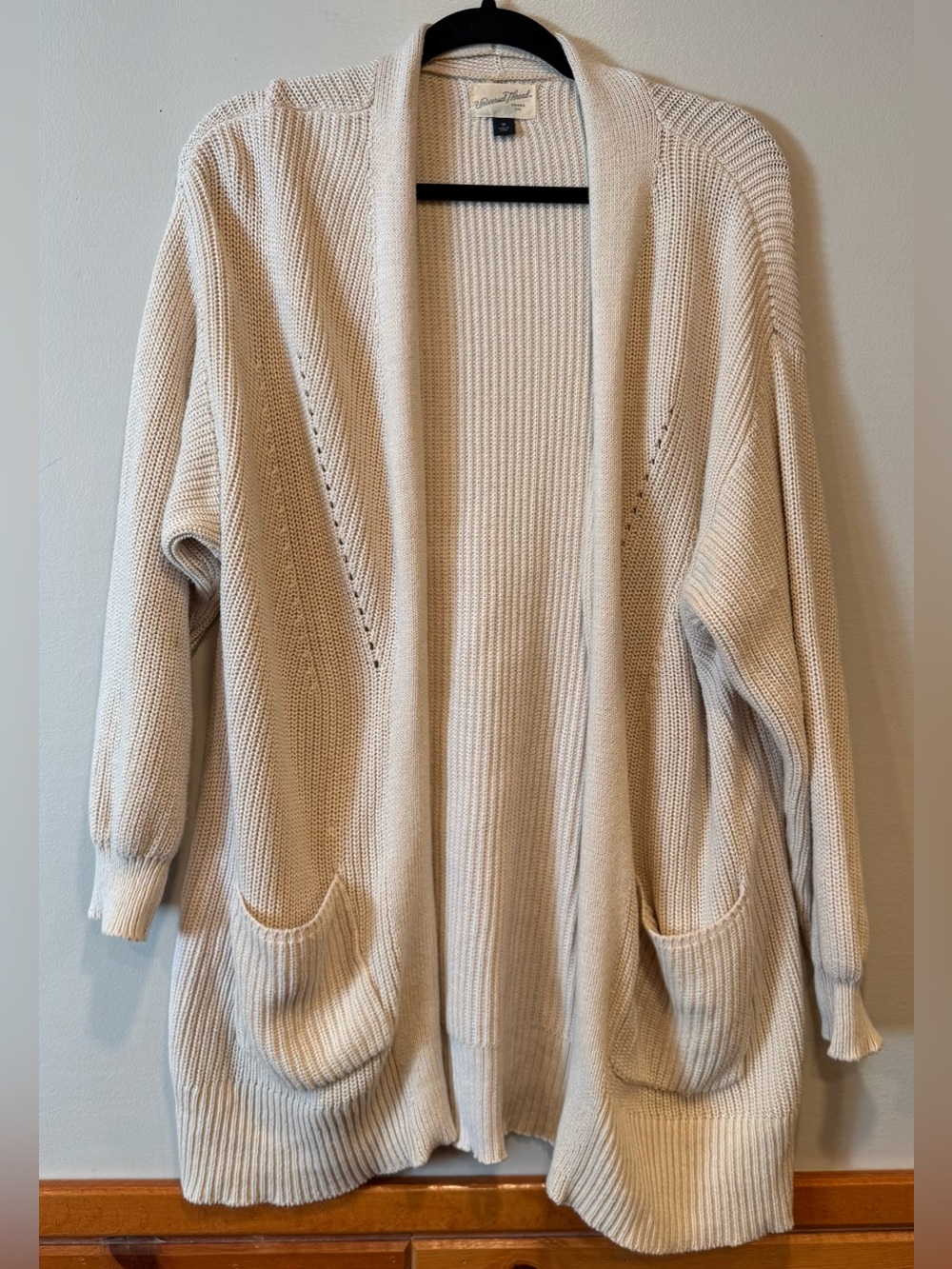 Universal Thread Cream Open Front Knit Cardigan Cotton Sweater Women's Medium
